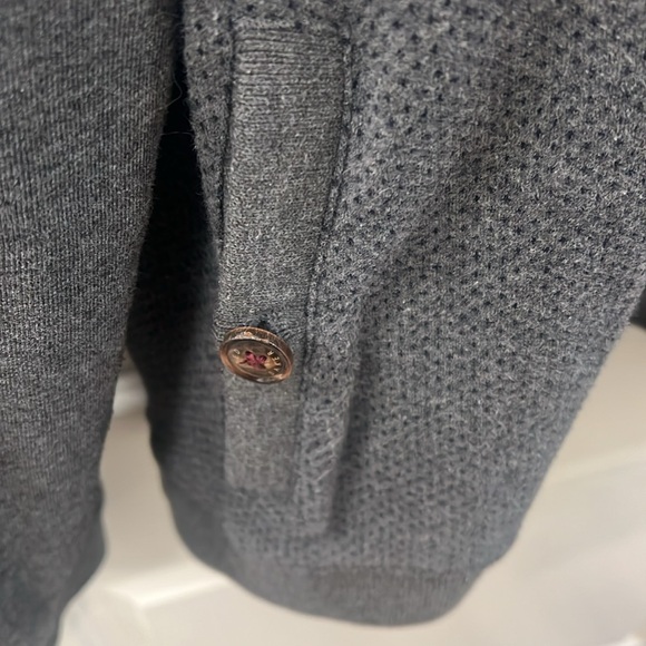 TED BAKER Gray Knit Terry Button Front Cardigan Sweater - Picture 6 of 16
